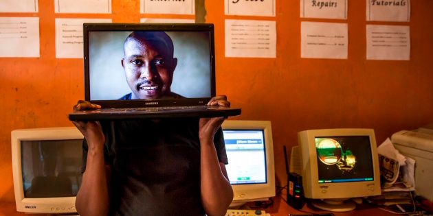Veli Nyoka, owner of Bosa's Internet Cafe, on September 20, 2013, in Soweto, South Africa. The business has been in operation for 6 years and is used primarily by locals as there are no other internet cafes in the area - and many people have no access to the internet.