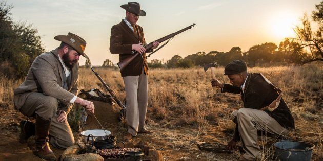 Twin Mosia (R) is trying to bring his small town to life with a museum dedicated to the memory of the Anglo-Boer and Basotho wars. Here he is taking part in a reenactment of the Anglo-Boer War. Photo: Supplied