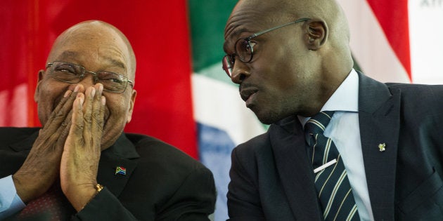 Loving it . . . President Jacob Zuma and his minister of finance, Malusi Gigaba.