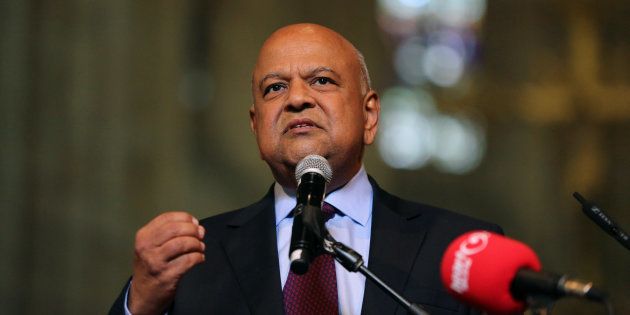 Minister of Public Enterprises Pravin Gordhan addresses a memorial service for anti-apartheid veteran Ahmed Kathrada in Cape Town. April 6, 2017.