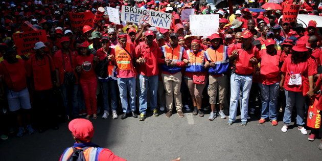 Cosatu taking part in a nationwide strike in Johannesburg in 2015. Photo: REUTERS/Siphiwe Sibeko