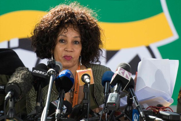 Housing Minister Lindiwe Sisulu addresses the media during the African National Congress [ANC] 5th national policy conference at the Nasrec Expo Centre on July 05, 2017 in Johannesburg, South Africa.