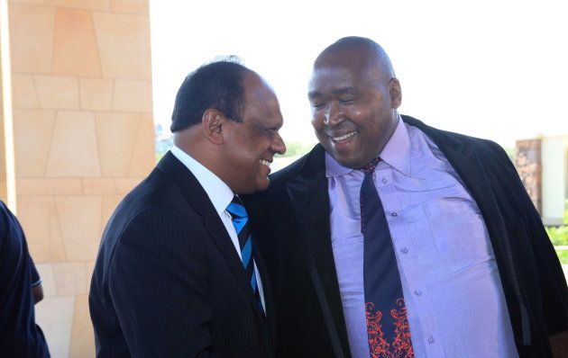 Vivian Reddy and Jacob Zuma's nephew Khulubuse Zuma attend the wedding anniversary celebrations of Durban couple S'bu and Shauwn Mpisane - who have also prompted allegations of improper relations with state officials - on March 26, 2011.