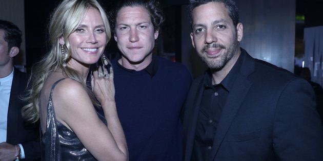CANNES, FRANCE - MAY 16: Heidi Klum, Vito Schnabel and David Blaine attend The Harmonist Cocktail Party during The 69th Annual Cannes Film Festival at Plage du Grand Hyatt on May 16, 2016 in Cannes. (Photo by Andreas Rentz/Getty Images for The Harmonist)