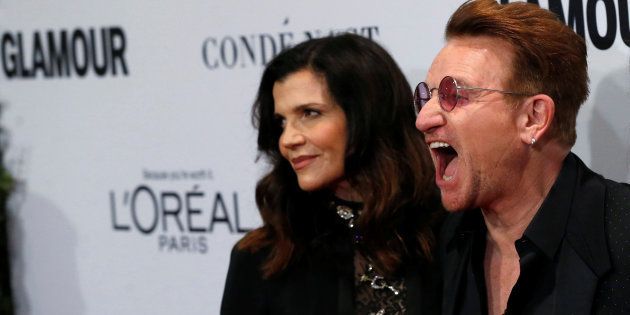 Recording artist and honoree Bono of U2 and his wife Ali Hewson pose at the Glamour Women of the Year Awards in Los Angeles, California U.S., November 14, 2016.