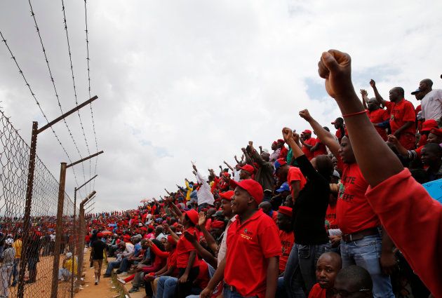 Supporters of Julius Malema's Economic Freedom Fighters (EFF). REUTERS/Mike Hutchings
