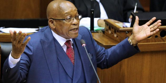 President Jacob Zuma gestures as he addresses Parliament in Cape Town. November 2, 2017.