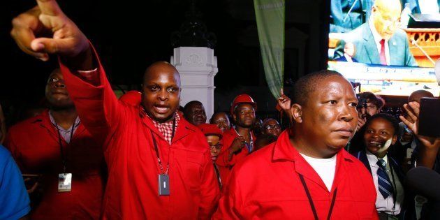 EFF leaders Floyd Shivambu (L) and Julius Malema (R). Photo: MIKE HUTCHINGS/AFP/Getty Images