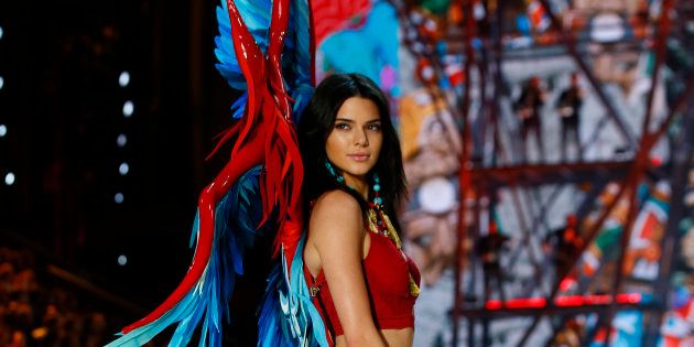 Model Kendal Jenner displays a creation during the Victoria's Secret Fashion Show inside the Grand Palais, in Paris, Wednesday, 30 November 2016.