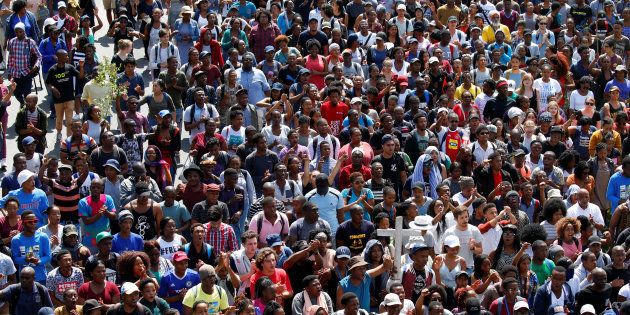 University of Cape Town (UCT) students march to the university's administration block during protests demanding free tertiary education October 5, 2016.