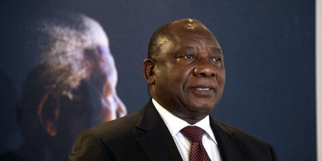 Deputy President of South Africa Cyril Ramaphosa gives a speech during a ceremony commemorating the third anniversary of Nelson Mandela's passing at the Nelson Mandela Foundation in Johannesburg on 05 December 2016. (Photo by Ihsaan Haffejee/Anadolu Agency/Getty Images)