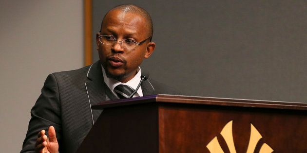 CEO of the Nelson Mandela Center of Memory Sello Hatang speaks at a news conference on Mandela's plaque dedication at Yankee Stadium in New York April 16, 2014. REUTERS/Adam Hunger (UNITED STATES - Tags: SPORT BASEBALL POLITICS)