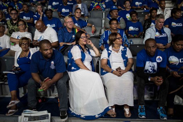 Democratic Alliance (DA) members, attend the federal congress in Pretoria on April 8, 2018. / AFP PHOTO / GULSHAN KHAN (Photo credit should read GULSHAN KHAN/AFP/Getty Images)