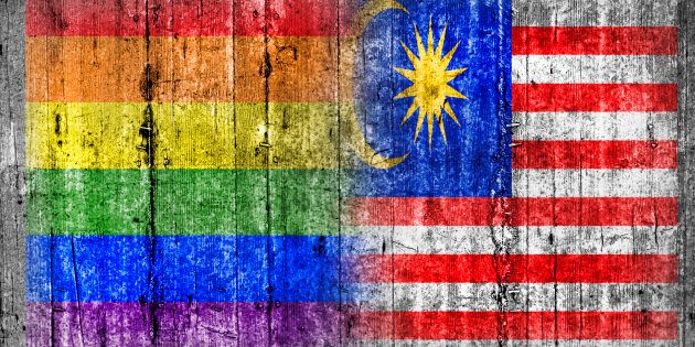 LGBT and Malaysia flag on concrete wall