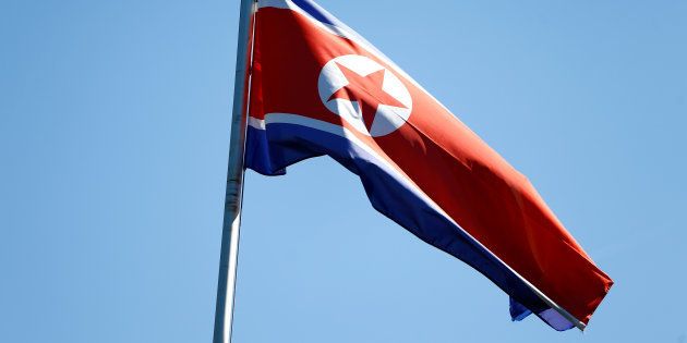 The flag of North Korea is seen in Geneva, Switzerland, June 20, 2017. REUTERS/Pierre Albouy
