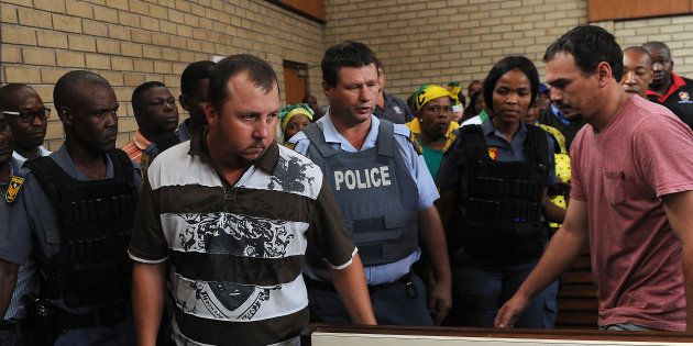 Theo Jackson and Willem Oosthuizen during their bail application hearing at the Middelburg Magistrates Court.