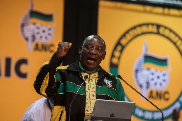 Cyril Ramaphosa during his 1st speech as the president of the ANC at 54th African National Congress (ANC) national conference. (Photo by Alet Pretorius/Gallo Images/Getty Images)
