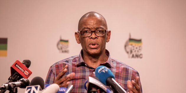 Ace Magashule briefs the press on January 22, 2018 in Johannesburg.