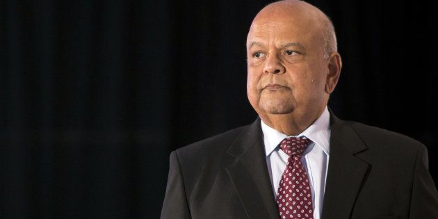 Pravin Gordhan, the Minister of Public Enterprises, arrives on stage to speak during the Future of South Africa Conference in Cape Town. Wednesday, March 7, 2017.