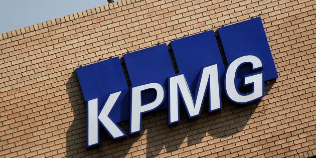 The KPMG logo is seen at the company's head offices in Parktown, Johannesburg.