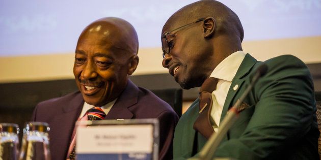 Brothers in arms . . . Tom Moyane (SARS commissioner) and Finance Minister Malusi Gigaba. Moyane and Pravin Gordhan never saw eye-to-eye. Gigaba was appointed minister after Gordhan was fired by President Jacob Zuma.