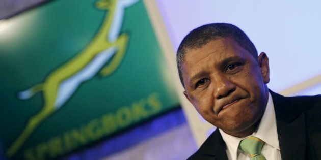 Allister Coetzee looks on after he was unveiled as the South Africa Springboks' new rugby coach in Randburg, outside Johannesburg, April 12, 2016.