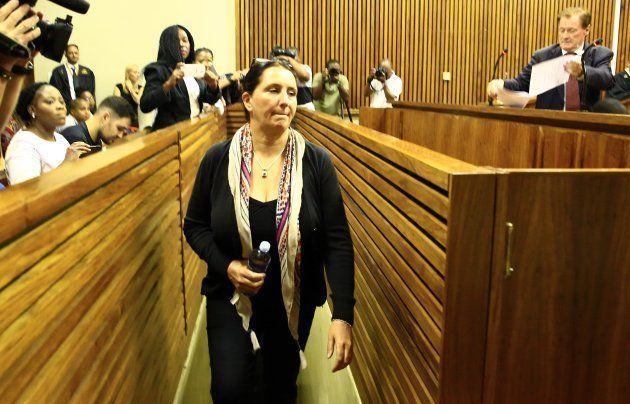 Convicted racist Vicki Momberg during sentencing at the Randburg Magistrates Court on March 28, 2018 in Randburg,(Photo by Simphiwe Nkwali/Sunday Times/Gallo Images/Getty Images)