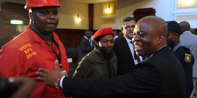 The EFF's Floyd Shivambu and Mbuyiseni Ndlozi. Photo: Felix Dlangamandla/Foto24/Gallo Images/Getty Images)