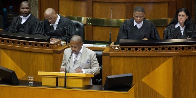 Mzwandile Masina speaks at a debate on the in Parliament in 2015. Photo by Ashraf Hendricks/Anadolu Agency/Getty Images