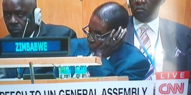 Zimbabwean President Robert Mugabe seen sleeping during U.S President Donald Trump's U.N. address.