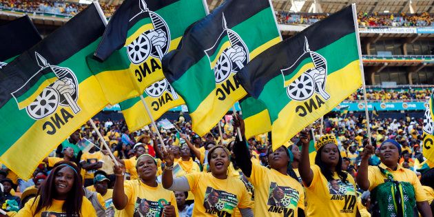 Supporters of South Africa's President Jacob Zuma's ruling African National Congress [ANC] cheer during their party's final election rally in Soweto, May 4, 2014.