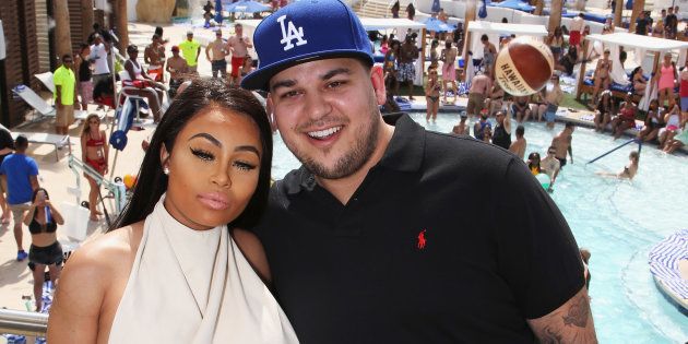 Model Blac Chyna (left) and television personality Rob Kardashian attend the Sky Beach Club at the Tropicana Las Vegas on 28 May 2016 in Las Vegas, Nevada.