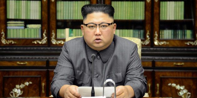North Korea's leader Kim Jong Un makes a statement regarding U.S. President Donald Trump's speech at the U.N. general assembly, in this undated photo released by North Korea's Korean Central News Agency [KCNA] in Pyongyang September 22, 2017.