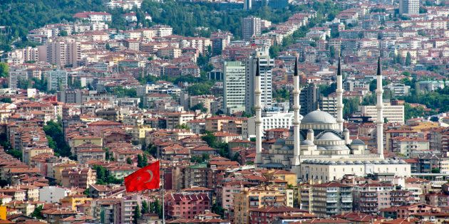 Two Symbols of Ankara - Atakule Tower and Kocatepe Mosque.