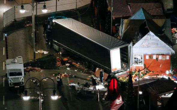 A general view shows the site where a truck ploughed through a crowd at a Christmas market on Breitscheidplatz square near the fashionable Kurfuerstendamm avenue in the west of Berlin, Germany, December 20, 2016 REUTERS/Pawel Kopczynski