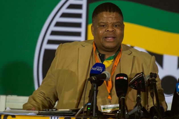 State Security Minister David Mahlobo addresseses the media on the side-lines of the African National Congress (ANC) 5th national policy conference at the Nasrec Expo Centre on July 04, 2017 in Johannesburg.