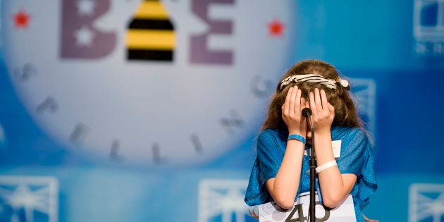 Veronica Penny of Hamilton, Ontario, Canada competes in the semi-final round of the 2009 National Spelling Bee in Washington, May 28, 2009.