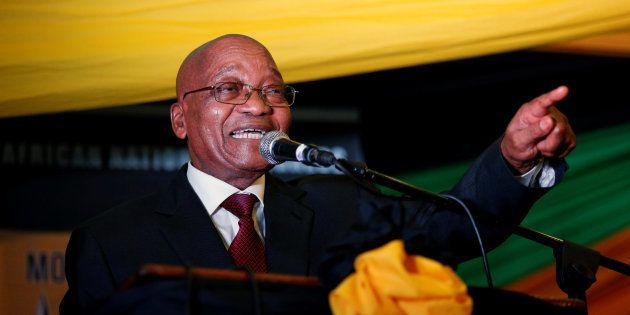 South African President Jacob Zuma sings at the City Hall in Pietermaritzburg, South Africa, November 18, 2016. REUTERS/Rogan Ward