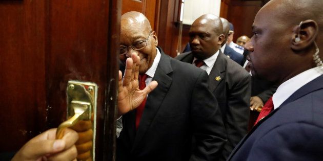 Former South African president Jacob Zuma departs from the KwaZulu-Natal High Court, in Durban, South Africa April 6, 2018.