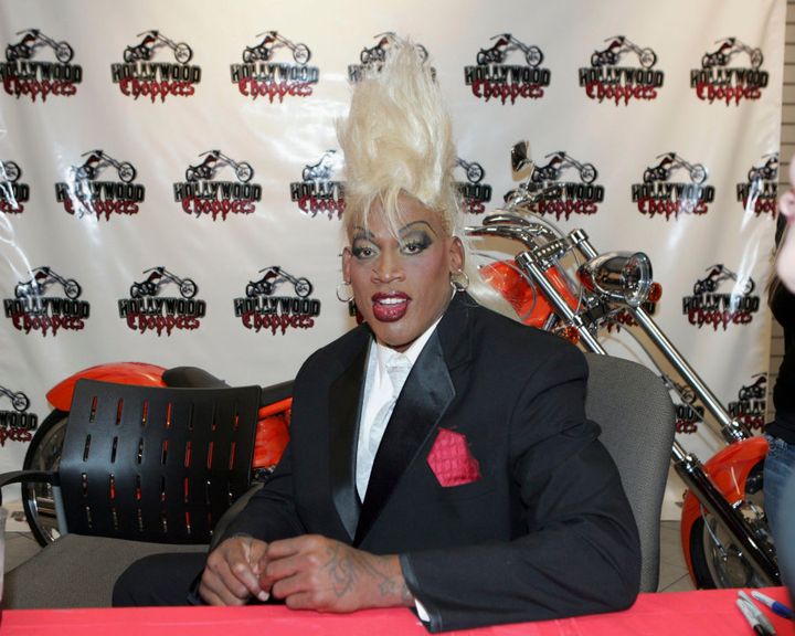 Dennis Rodman signs copies of his new book 'I Should Be Dead By Now' inside Hollywood Choppers at Seminole Hard Rock Hotel and Casino on December 2, 2005 in Hollywood, Florida.