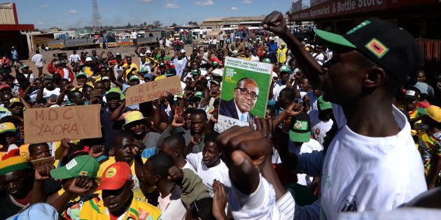 Supporters of Mugabe's ZANU-PF party.