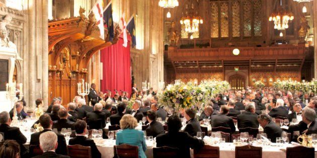 President Cyril Ramaphosa addressing a dinner in London on Wednesday night.