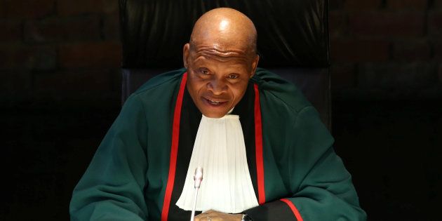 Chief Justice Mogoeng Mogoeng gestures as he makes a ruling at the Constitutional Court in Johannesburg, South Africa, June 22, 2017.
