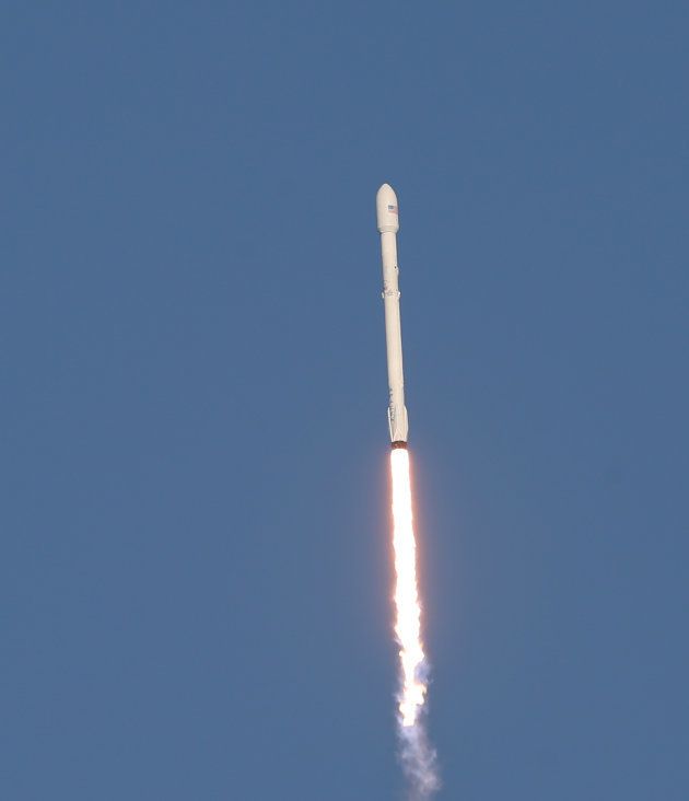 A SpaceX Falcon 9 rocket carrying a TESS spacecraft lifts off on Wednesday, April 18, 2018, from Space Launch Complex 40 at Cape Canaveral Air Force Station in Florida.
