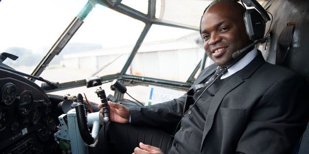 City of Tshwane mayor Solly Msimanga in the cockpit of a Russian cargo plane.