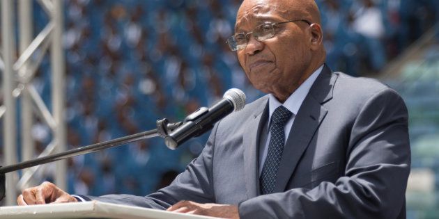 President Jacob Zuma speaks to members of the Twelve Apostles' Church in Christ at the Moses Mabhida Stadium in Durban, South Africa, December 4, 2016.