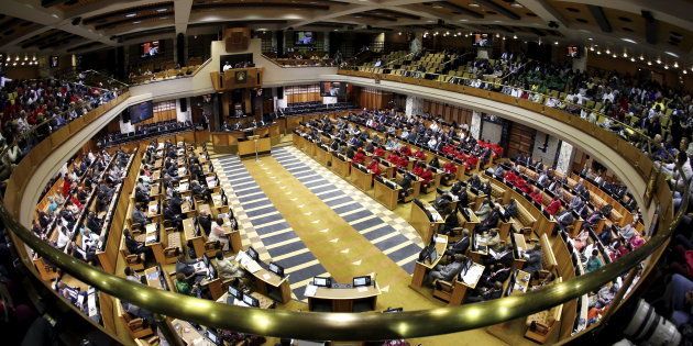 A general view of South Africa's Parliament in Cape Town is seen during a motion to impeach President Jacob Zuma after the constitutional court ruled that he breached the constitution, April 5, 2016.