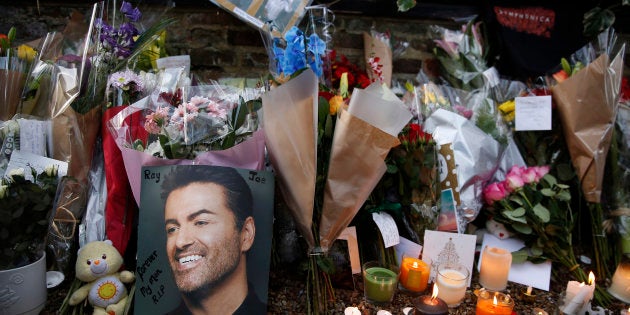 Tributes to singer George Michael are displayed outside of his home in north London, Britain December 27, 2016.