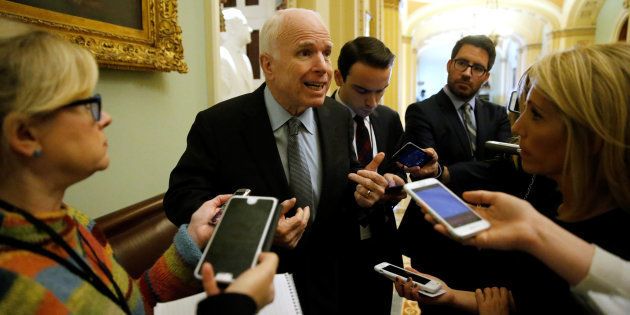 U.S. Senator John McCain speaks during a news conference in Riga, Latvia, December 28, 2016. REUTERS/Ints Kalnins