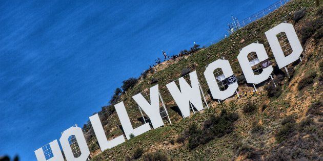 HOLLYWOOD, CA - JANUARY 01: The Iconic Hollywood Sign Gets Changed To Read 'Hollyweed' on January 1, 2017 in Hollywood, California. (Photo by Gabriel Olsen/Getty Images)